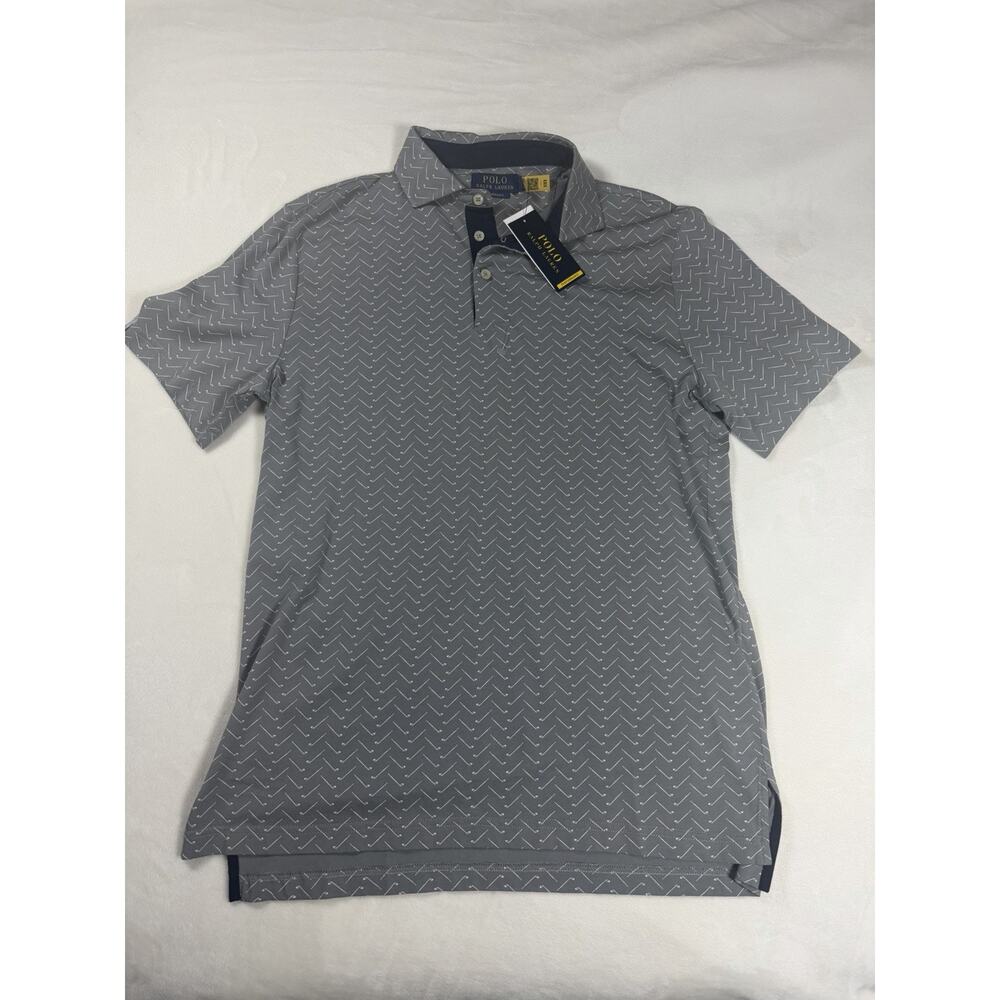 Polo Ralph Lauren Performance Mens Small Golf Polo Shirt Gray Pattern NWT New